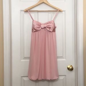 Pink satin bow dress